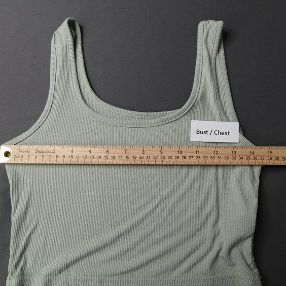 Womens Baby Tee Tank Top Medium Green Cropped Clean Girl Basic Ribbed Y2K Retro - Picture 6 of 9
